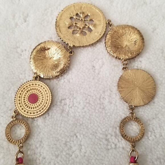 Pink & Gold Tone Goddess Egyptian Queen Statement Necklace 20-22"‎ - Picture 6 of 7